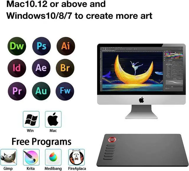 Alt view image 6 of 7 - VEIKK A15 Graphic Drawing Tablet 10x6 inch Graphics Tablet with 8192 Levels Battery-Free Stylus and 12 Shortcut Keys Art Tablet for Drawing and E-Learning/Online Classes