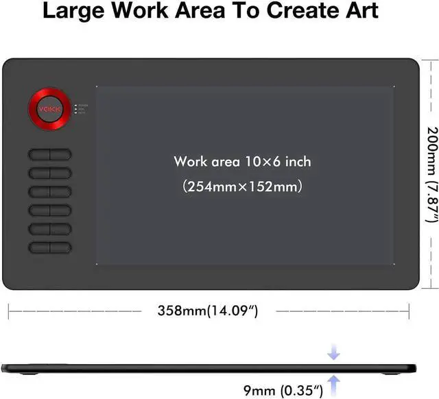 Alt view image 4 of 7 - VEIKK A15 Graphic Drawing Tablet 10x6 inch Graphics Tablet with 8192 Levels Battery-Free Stylus and 12 Shortcut Keys Art Tablet for Drawing and E-Learning/Online Classes