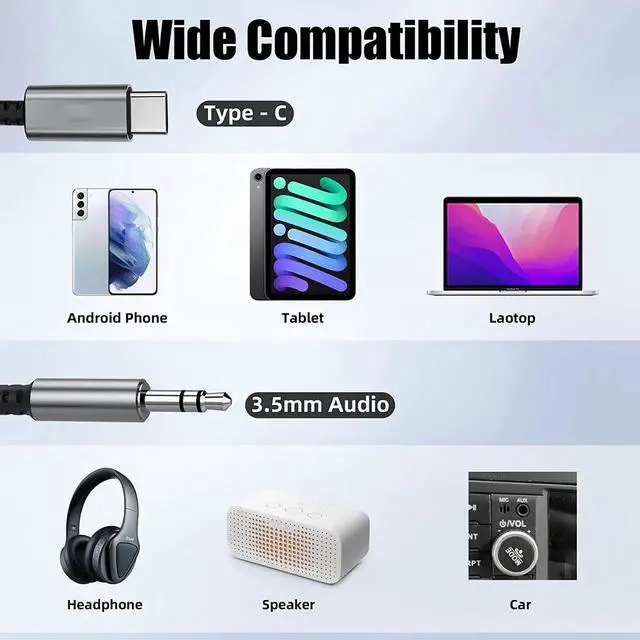 Alt view image 2 of 7 - USB C to 3.5mm Male Headphone Jack Adapter, USB Type C to Male Adapter Dongle Cable Cord Car Headphone Compatible with S-a-m-s-u-n-g Gal-axy S22 S21 S20 Ultra S20+ Note 20,i-P-a-d Pro,Pixel