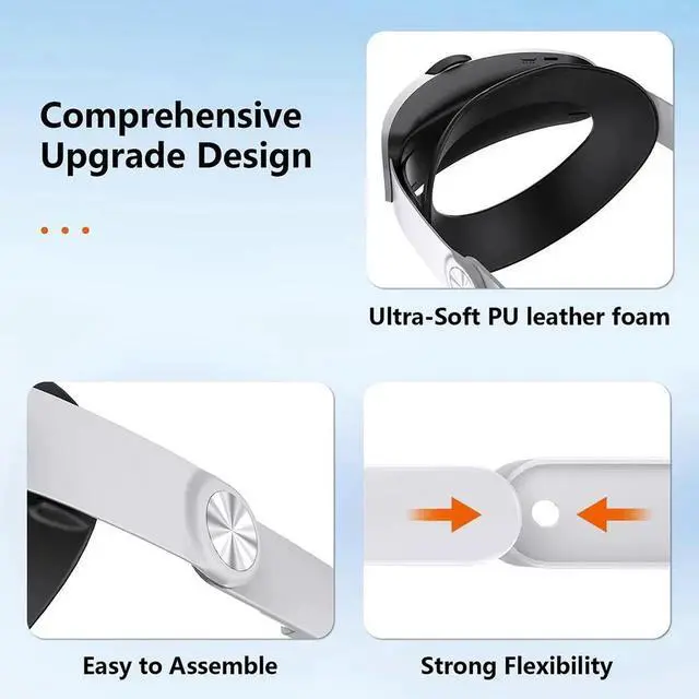 Alt view image 5 of 6 - RGB VR Headset for O-cu-lus/Me-ta Quest 3/3S Head Strap with 10000mAh Battery, Rechargeable Elite Strap Extend 4-6H Playtime and Adjustable for VR Headset Compatible with Quest 3/3S Accessories