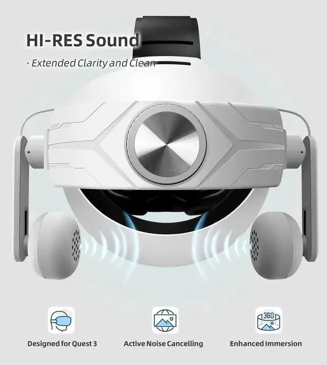Alt view image 7 of 7 - Headphones Head Strap Compatible with Meta Quest 3 Accessories, Comfort On-Ear Audio Elite Strap Replacement for Enhanced Sound Effects and Increased Immersion in VR | Head Strap Included