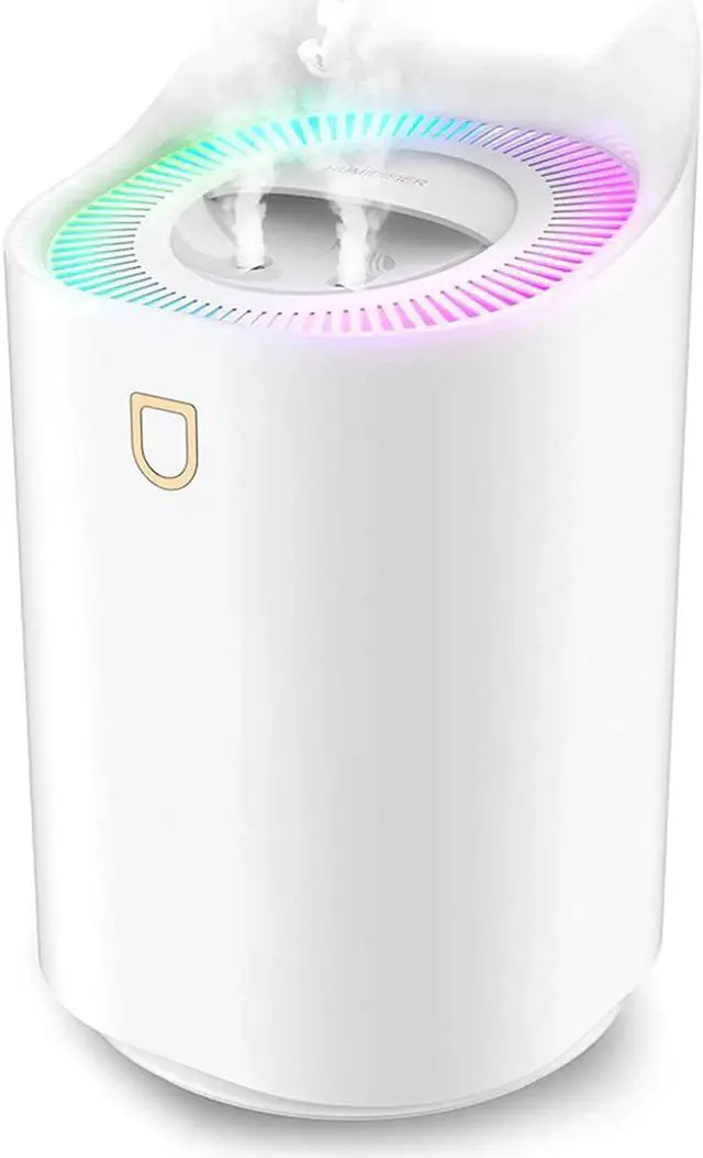 Main image of 3L Cool Mist Humidifiers, Diffuser for Essential Oils,Quiet Ultrasonic Humidifier for Bedroom,Large Home,Baby Room,Plant,Up to 50 Hours Time with Adjustable Double Spray,Colorful Lights,Easy to Clean