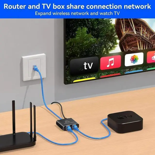 Alt view image 3 of 7 - Ethernet Splitter 1 to 2 High Speed, RJ45 Network 1 to 2 Port Ethernet Adapter Splitter [2 Devices Simultaneous Networking],1000Mbps Extension Connector with USB Power Cable for Cat5/5e/6/7/8 Cable