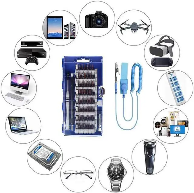 Alt view image 3 of 7 - Aomoproing Precision Screwdriver Set Professional Electronics Repair Tool Kit 60 in 1 Magnetic Screwdriver Bits for PC, With Anti Static Wrist Band