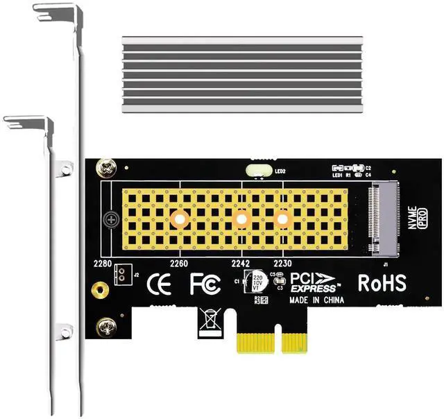 Main image of Aomoproing PA09-X1-HS NVMe to PCIe X1 Adapter with M.2 Heatsink for 2230/2242/2260/2280 NVMe SSD, PCIe X1 Installation (Silver)