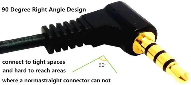 Alt view image 4 of 6 - Aomoproing 4 Pole 3.5mm 90 Degree Right Angle Audio Cable Male to 3.5mm Female Aux Cord TRRS Stereo Audio Cable Headset Extension Cable Support Mic 12 inch