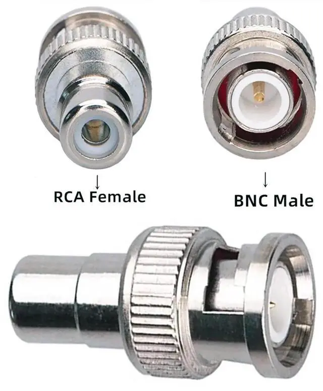 Alt view image 5 of 7 - Aomoproing BNC to RCA Adapter BNC Male to RCA Female Connector Coaxial Adapter Coupler for Closed-Circuit TV Surveillance Camera DVR Switcher TV Cable 6pcs