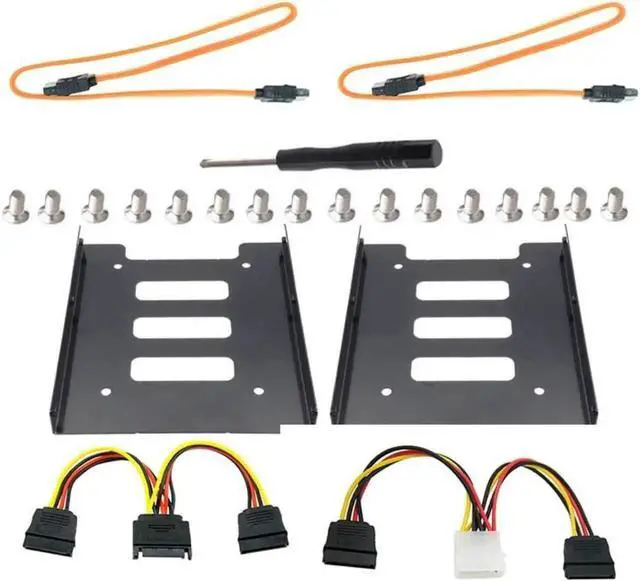Main image of Aomoproing 2Pack SSD Mounting Bracket 2.5 to 3.5 Adapter with SATA Cable and Power Splitter Cable,DIY 2.5" to 3.5" Internal SSD/HDD Mounting Kit (Yellow)