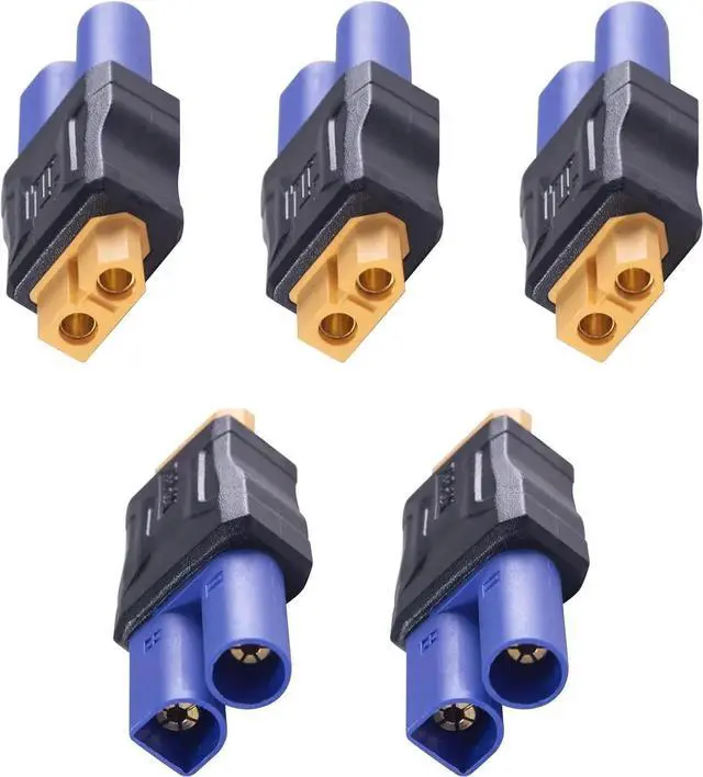 Main image of Aomoproing EC5 to XT60 Adapter Injection Molded Connectos, 5Pack EC5 Male to XT60 Female Connector, No Wires Connectors RC Battery Adapter for Battery Micro Drone