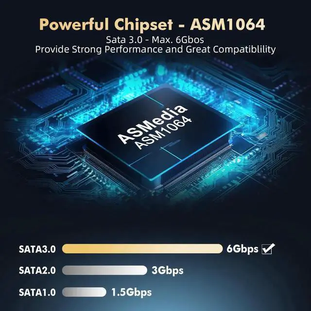 Alt view image 2 of 7 - Aomoproing M.2 to SATA Card 4 Port, 6Gbps SATA 3.0 Controller, Includes 4 SATA Cables, for Windows 10/11