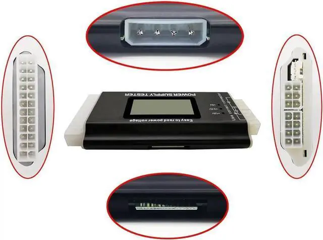 Alt view image 6 of 6 - Computer PC Power Supply Tester, ATX / ITX / IDE / HDD / SATA / BYI Connectors Power Supply Tester, 1.8'' LCD Screen (Aluminum Alloy Enclosure) PC LCD Power Supply Tester 20/24 pin 4 SATA HDD Testers