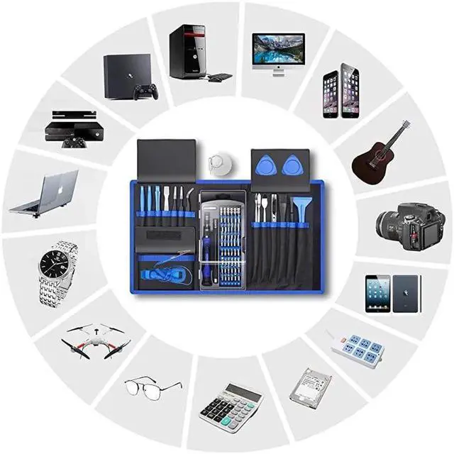 Alt view image 3 of 7 - Aomoproing Professional Computer Repair Tool Kit Precision Laptop Screwdriver Set with 56 Bit AntiStatic Wrist and 24 Repair Tools Suitable for Macbook PC Tablet PS4 Xbox Controller Repair