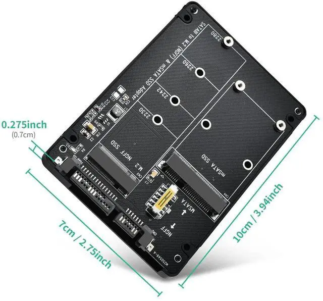 Alt view image 2 of 7 - Aomoproing M.2 to SATA Adapter - 2 in 1 Converter for MSATA/M.2 NGFF SSD to 2.5" SATA III, Supports B&M Key, Not for M Key