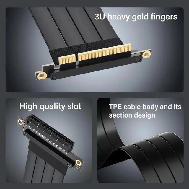 Alt view image 2 of 7 - Aomoproing PCIe 3.0 X8 Extension Cable PCI-E 8X Male to Female Riser Cable 25CM (90 Degree Male)