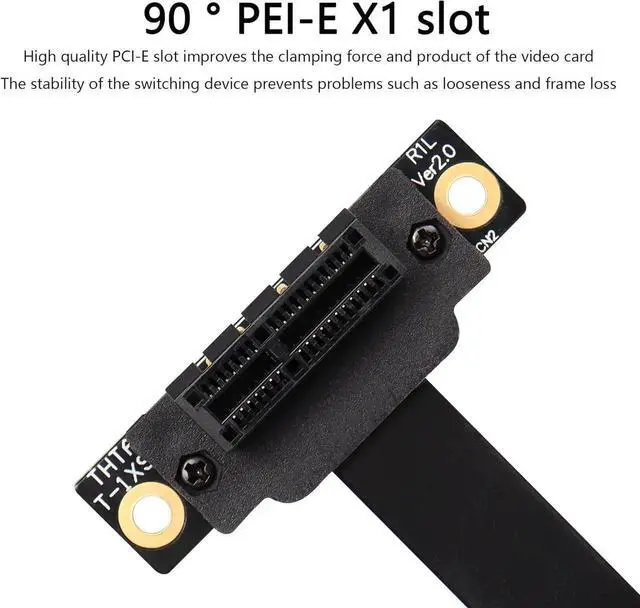 Alt view image 2 of 7 - Aomoproing PCIE 3.0 Extension Cable,36PIN 1X Extension Cable, 90 Degree PCI Express 1X Extend Card,for 1U,2U Chassis (10cm, Black)
