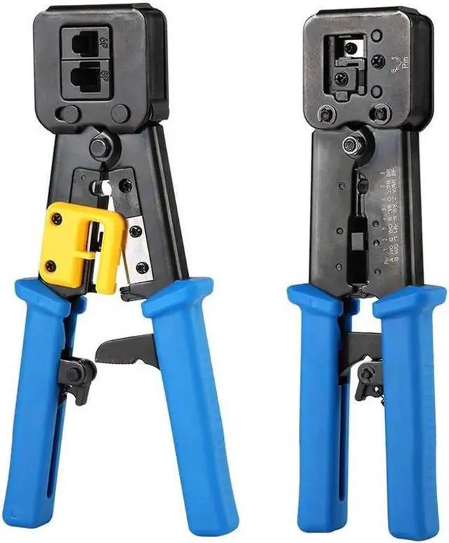 Alt view image 6 of 7 - Aomoproing RJ45 Crimp Tool Pass Through Cat5 Cat5e Cat6 Crimping Tool for RJ45/RJ12 Regular and End-Pass-Through connectors (Blue)