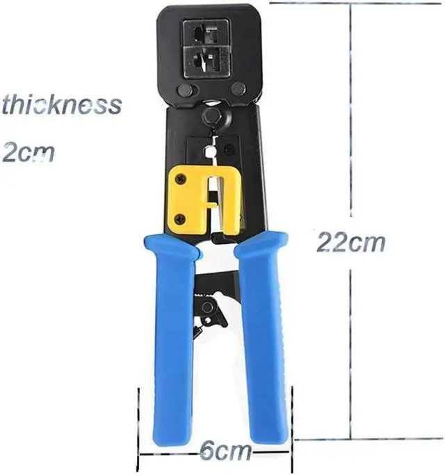 Alt view image 4 of 7 - Aomoproing RJ45 Crimp Tool Pass Through Cat5 Cat5e Cat6 Crimping Tool for RJ45/RJ12 Regular and End-Pass-Through connectors (Blue)