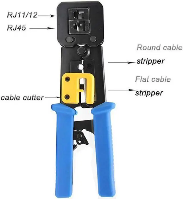 Alt view image 2 of 7 - Aomoproing RJ45 Crimp Tool Pass Through Cat5 Cat5e Cat6 Crimping Tool for RJ45/RJ12 Regular and End-Pass-Through connectors (Blue)