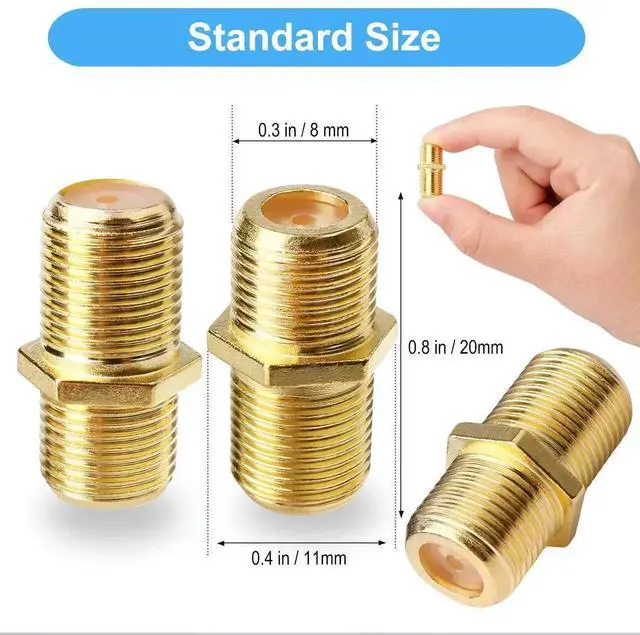 Alt view image 4 of 6 - Aomoproing Coaxial Cable Connector F-Type RG6 Cable Extension Adapter (Pack of 20)