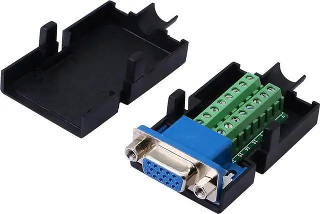 Alt view image 3 of 6 - Aomoproing VGA DB15 Solderless Connector 3+9 D-SUB 15 Pin VGA 3 Row Breakout Board Adaptor with Case+Screwdriver(2-Pack Fmale)