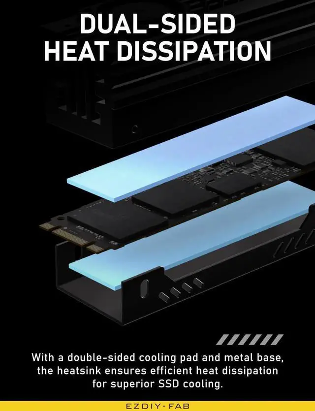Alt view image 5 of 6 - Aomoproing Shield M.2 SSD Heatsink with Build-in 20mm PWM Fan, Premium Aluminum Design, High-Performance SSD Cooler for M.2 2280-Black-1 Pack