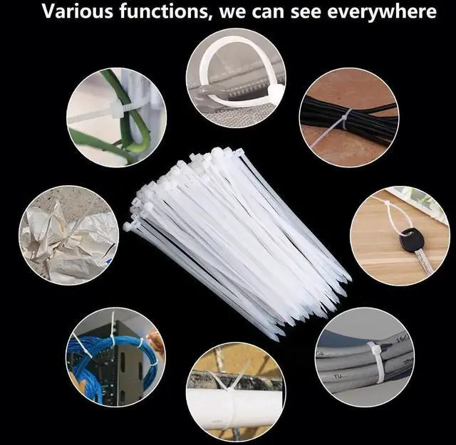 Alt view image 2 of 5 - Aomoproing 100pcs Zip Ties Plastic Cable Zip Ties Self-Locking Nylon Wire Ties Heavy Duty Ultra Strong Zip Straps (10 Inch, White)