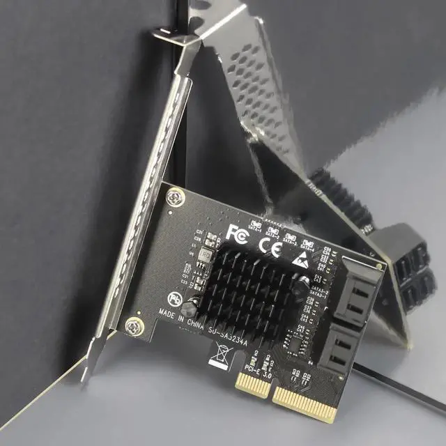 Alt view image 2 of 7 - Aomoproing SA3234-C 4-Port PCIe X4 SATA Expansion Card with SATA and Power Cables, Compatible with Windows,Linux,Mac OS,NAS
