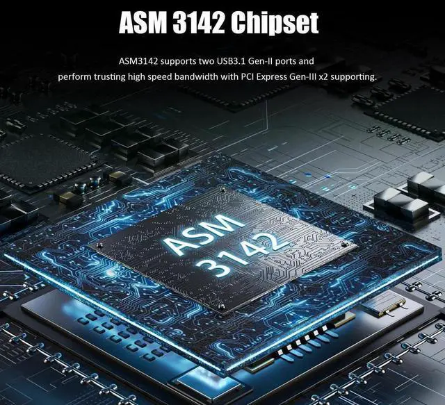 Alt view image 5 of 7 - Aomoproing U3142A 2-Port 10Gb USB 3.1 Gen2 Type-A to PCIE X4 Expansion Card with ASM 3142 Chip, Regular and Low-profible Bracket