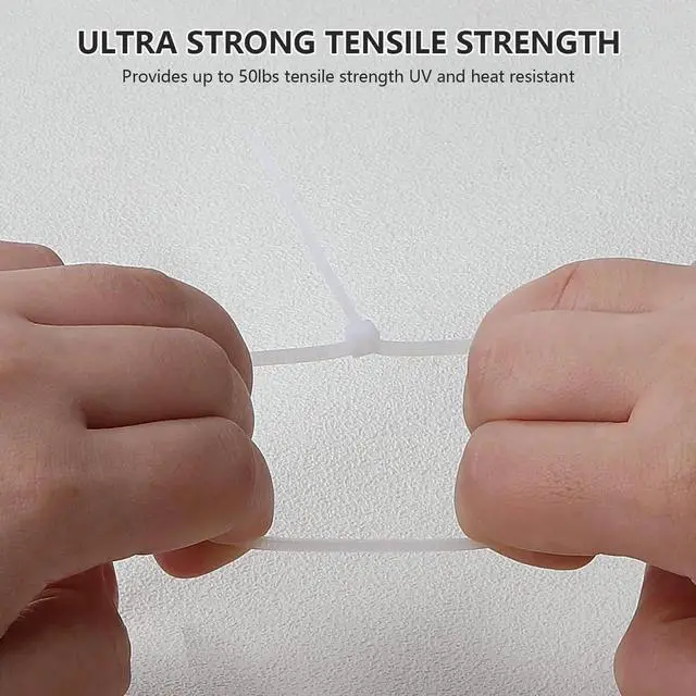 Alt view image 7 of 7 - Aomoproing 250pcs Zip Ties Plastic Cable Zip Ties Self-Locking Nylon Wire Ties Heavy Duty Ultra Strong Zip Straps (10 Inch, White)