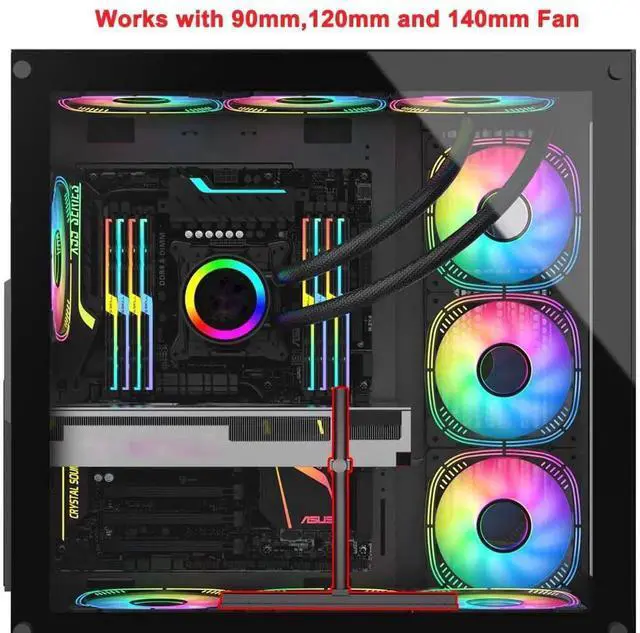 Alt view image 2 of 6 - Aomoproing GPU Support Bracket, Graphics Card Support, GPU Bracket Brace, Video Card Sag Holder Bracket, GPU Stand, Adjustable Anti Sag GPU Stand for Fan Aluminum 129mm