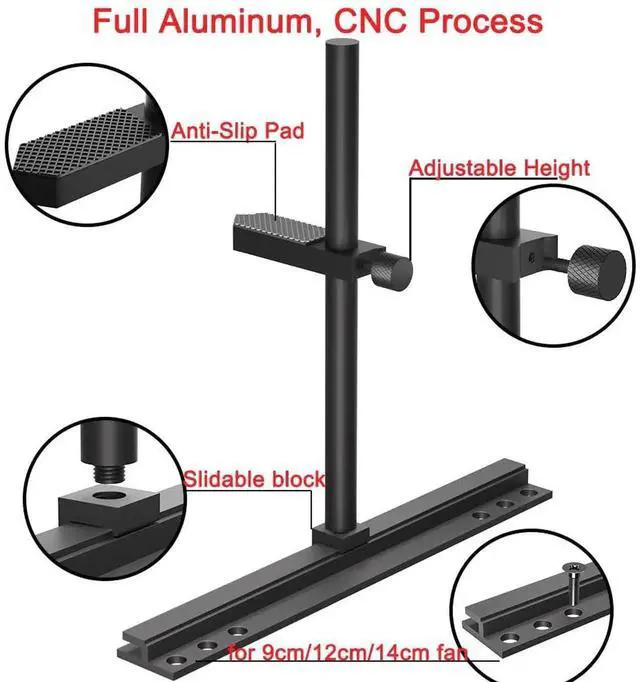 Alt view image 3 of 6 - Aomoproing GPU Support Bracket, Graphics Card Support, GPU Bracket Brace, Video Card Sag Holder Bracket, GPU Stand, Adjustable Anti Sag GPU Stand for Fan Aluminum 129mm