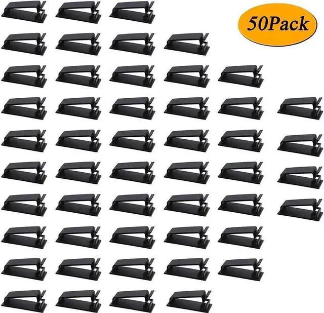 Alt view image 3 of 7 - Aomoproing 50Pcs Self Adhesive Cable Management Clips Cable Organizers Wire Clips Cord Holder for TV PC Ethernet Cable under Desk Home Office Outdoor