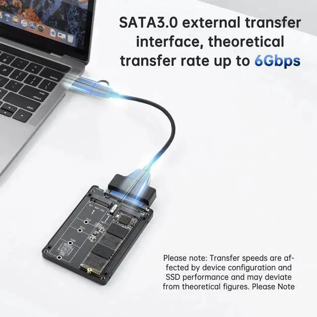 Alt view image 5 of 6 - Aomoproing M.2 SATA NGFF to SATA Adapter (Not Support NVME/ M.2 PCIE) 6Gbps Dual NGFF MSATA B Key/ B&M Key SSD to 2.5" III Converter Adapter Max 4TB Support 2230 2242 2260 2280 SSDs