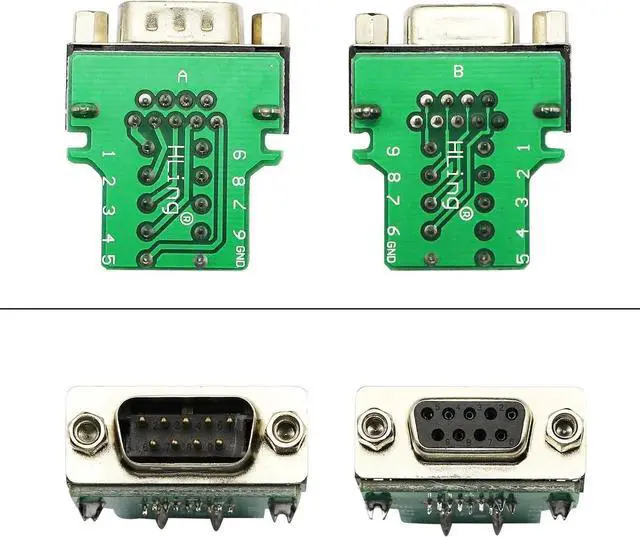 Alt view image 5 of 7 - Aomoproing DB9 Connector Adapter RS232 Serial Port D-SUB Adapter Plate Breakout Board Solder-Free (1-Pair Male+Female with Screwdriver, Black Rubber Core)
