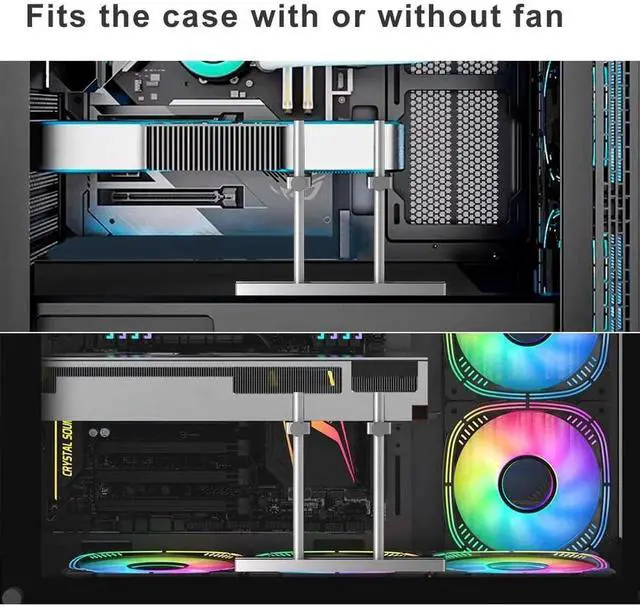 Alt view image 4 of 6 - Aomoproing Graphics Card GPU Support Bracket: Adjustable Aluminum GPU Sag Bracket Video Card GPU Stand Holder Graphics Card Support with Dual Stand (Silver 128mm)