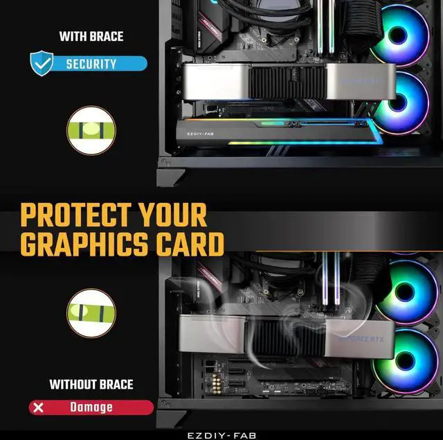 Alt view image 4 of 5 - Aomoproing 5V ARGB GPU Holder Brace Graphics Card GPU Support Video Card Holder Bracket, Strenchable Structure, Video Card Sag Holder/Holster Bracket Support RX7990XTX, RTX4090, Black-341