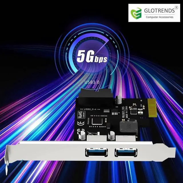 Alt view image 7 of 7 - Aomoproing U3055N 2-Port USB 3.0 Type-A and USB Header 5Gbps PCIe Expansion Card for Intel, AMD, and ARM Platform, Compatible with Windows and Linux (Not Support Mac OS)