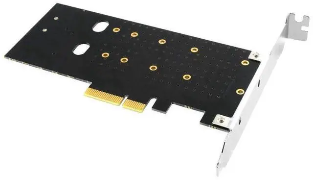 Alt view image 2 of 5 - Aomoproing Dual M.2 PCIe Adapter, M.2 NVME SSD (M Key) or M.2 SATA SSD (B Key) 22110 2280 2260 2242 2230 to PCI-e 3.0 x4 Host Controller Expansion Card with Low Profile Bracket for PC Desktop