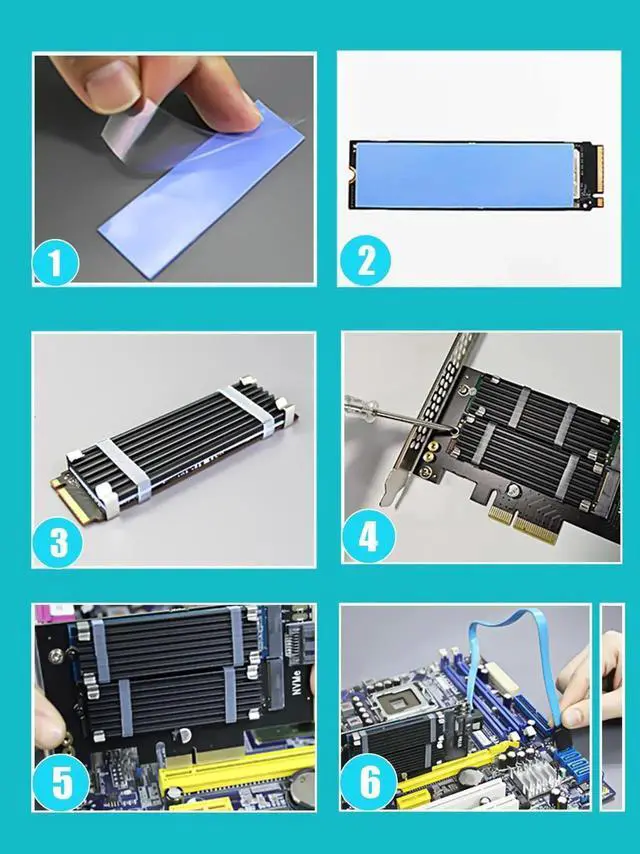 Alt view image 2 of 7 - Aomoproing PA12-HS Dual M.2 SSD PCIe X4 Adapter with Heatsink for One M.2 NVMe SSD and One M.2 SATA SSD, Support PCIe 4.0 SSD and OS Boot from M.2 NVMe SSD