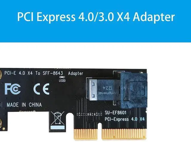 Alt view image 3 of 6 - Aomoproing PCI Express 4.0/3.0 X4 Host Adapter Card with SFF-8643 Mini-SAS HD 36Pin Connector for U.2 (SFF-8639) PCIe SSD, Support Intel 750 2.5 inch U.2 SFF SSD