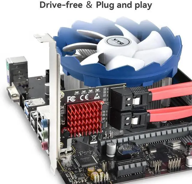 Alt view image 2 of 7 - Aomoproing PCI-E to SATA Adapter 4 Port PCIe Expansion Card 6Gbps SATA 3.0 Controller PCI Express Controller Card with Low Profile Bracket for Windows/ Linux