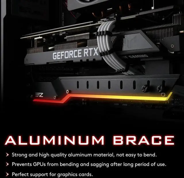 Alt view image 5 of 7 - Aomoproing GPU Holder Brace Graphics Card GPU Support Video Card Holder Bracket with 5V 3 Pin ARGB LED, Video Card Sag Holder/Holster Bracket Support RX6700,RTX3090- 309EZ-Black