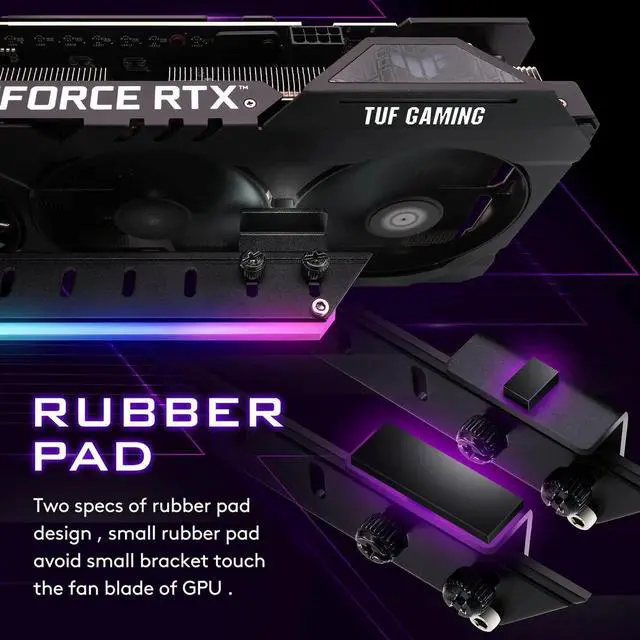 Alt view image 6 of 7 - Aomoproing GPU Holder Brace Graphics Card GPU Support Video Card Holder Bracket with 5V 3 Pin ARGB LED, Video Card Sag Holder/Holster Bracket Support RX6700,RTX3090- 309EZ-Black