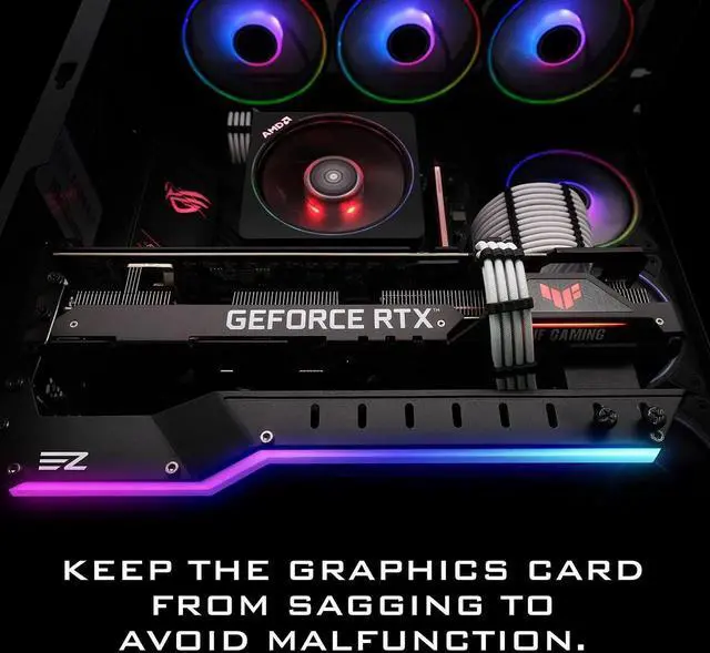 Alt view image 2 of 7 - Aomoproing GPU Holder Brace Graphics Card GPU Support Video Card Holder Bracket with 5V 3 Pin ARGB LED, Video Card Sag Holder/Holster Bracket Support RX6700,RTX3090- 309EZ-Black