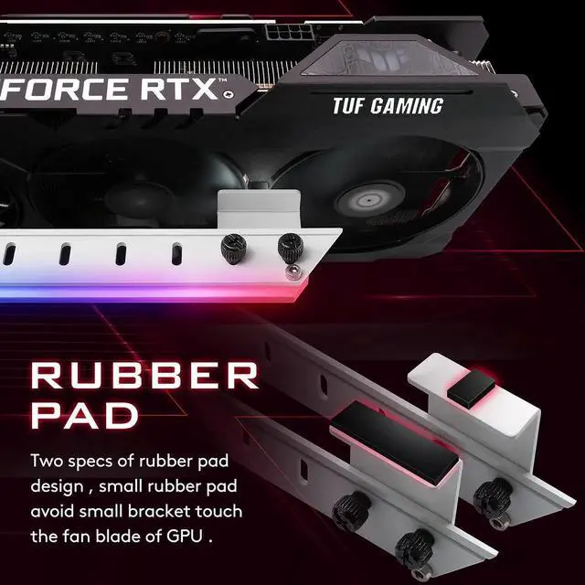 Alt view image 5 of 7 - Aomoproing GPU Holder Brace Graphics Card GPU Support Video Card Holder Bracket with 5V 3 Pin ARGB LED, Video Card Sag Holder/Holster Bracket Support RX6700,RTX3090- 309EZ-White