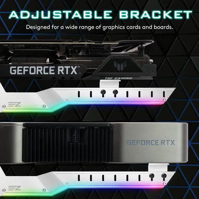 Alt view image 7 of 7 - Aomoproing GPU Holder Brace Graphics Card GPU Support Video Card Holder Bracket with 5V 3 Pin ARGB LED, Video Card Sag Holder/Holster Bracket Support RX6700,RTX3090- 309EZ-White