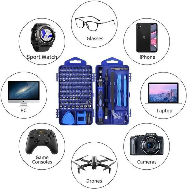 Alt view image 2 of 7 - Computer Repair Kit, 122 in 1 Magnetic Laptop Screwdriver Kit, Precision Screwdriver Set, Small Impact Screw Driver Set with Case for Computer, Laptop, PC, for iPhone, Watch,Ps4 DIY Hand Tools