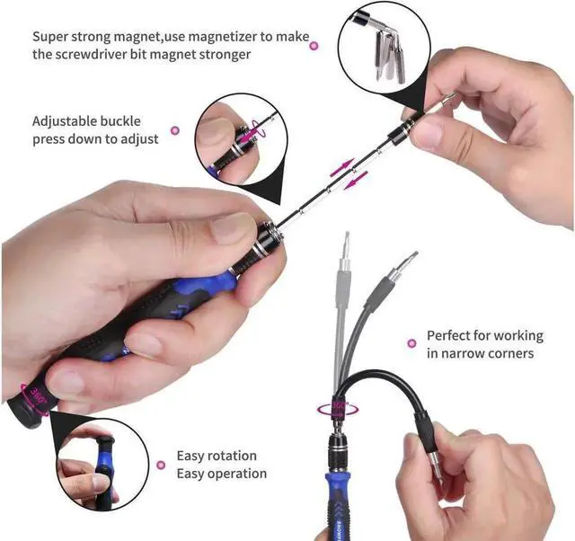 Alt view image 3 of 7 - Computer Repair Kit, 122 in 1 Magnetic Laptop Screwdriver Kit, Precision Screwdriver Set, Small Impact Screw Driver Set with Case for Computer, Laptop, PC, for iPhone, Watch,Ps4 DIY Hand Tools
