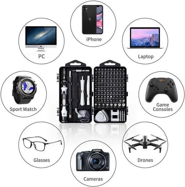 Alt view image 6 of 7 - Computer Repair Kit, 122 in 1 Magnetic Laptop Screwdriver Kit, Precision Screwdriver Set, Small Impact Screw Driver Set with Case for Computer, Laptop, PC, for iPhone, Watch,Ps4 DIY Hand Tools