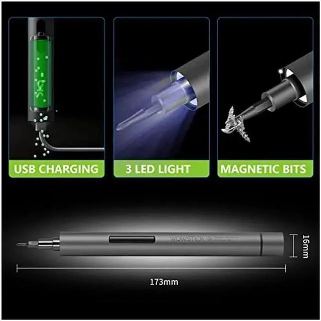 Alt view image 2 of 5 - Aomoproing Wowstick 1F+ 69 In 1 Mini Electric Screwdriver, Precision Screwdriver Set with 56 Magnetic Precision Bits & LED Light, Rechargeable Automatic Screwdriver for Toys, Mobile Phones, Computers